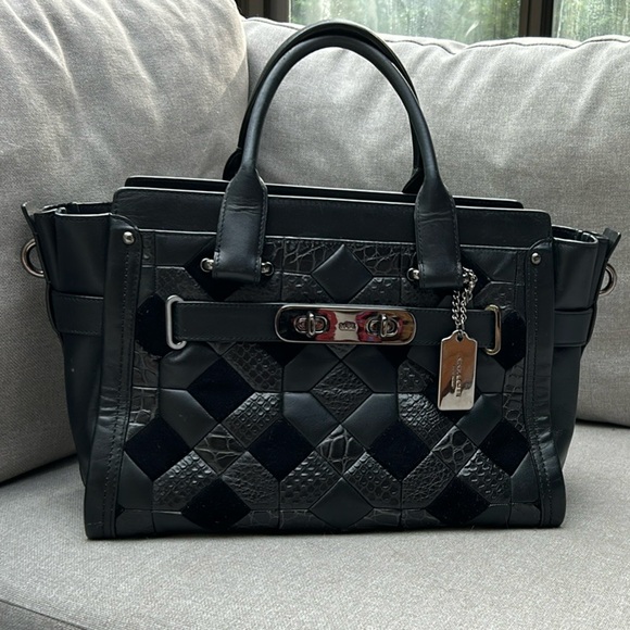 Coach Black Patchwork Leather bag - Like new! NO scratches - Picture 1 of 8